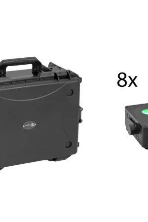Remise supplémentaire - EUROLITE Set 8x AKKU IP Flat Light 3 bk + Plastic case with trolley