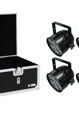 Remise supplémentaire - EUROLITE Jeu 4 x LED PAR-56 HCL Short noir + mallette EPS