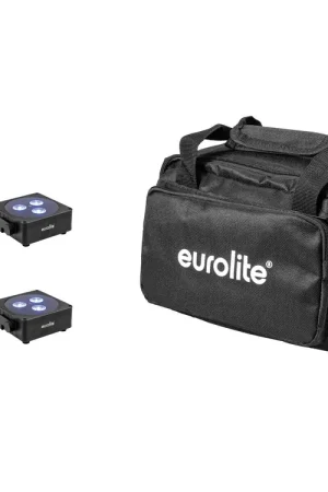 Best-seller | EUROLITE Jeu 4 x AKKU Flat Light 3 noir + sac souple