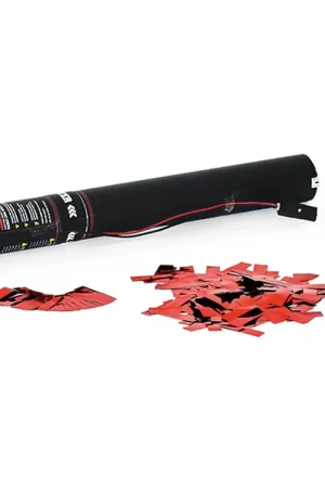 TCM FX Canon à confettis électrique 50 cm, rouge métallique - Promo exceptionnelle
