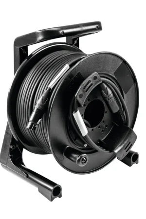 PSSO Enrouleur de câble DMX XLR 50 m noir Neutrik 2 x 0,22 - Nouvel arrivage