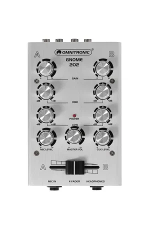 Déstockage | OMNITRONIC Mini table de mixage argentée GNOME-202