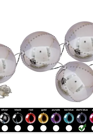 EUROPALMS Boule de neige LED 8 cm, bleu foncé 5x - Qualité professionnelle