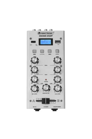 Disponible à la commande - OMNITRONIC Mini table de mixage argentée GNOME-202P