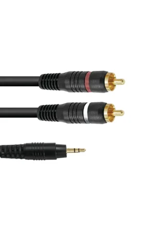 Retour gratuit | OMNITRONIC Câble d'adaptateur 3,5 prise jack / 2 x RCA 0,5 m noir