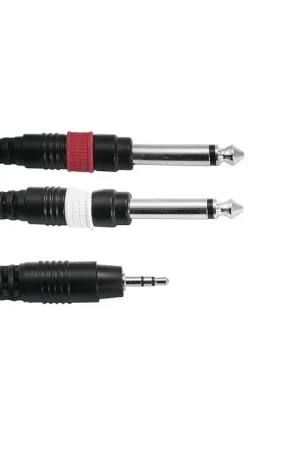 Incontournable | OMNITRONIC Câble adaptateur 3,5 prise jack / 2 x prise jack 3 m noir