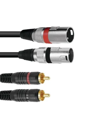 Tout juste arrivé - OMNITRONIC Câble adaptateur 2 x XLR(M) / 2 x RCA 1,5 m noir