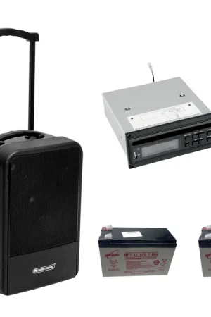 Achetez maintenant | OMNITRONIC Ensemble MOM-10BT4 système PA modulaire sans fil + lecteur CD et USB & SD + 2 x batterie