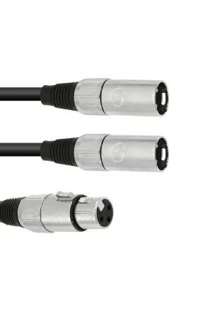 Tout juste disponible - OMNITRONIC Câble adaptateur XLR(F) / 2 x XLR(M) 1 m noir