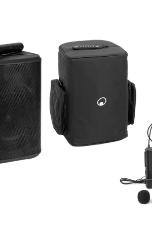 Qualité premium | OMNITRONIC Set PORTY-8A Drahtlos-PA-System + Bodypack Transmitter incl. Lavalier Microphone + Soft Bag