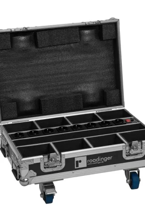 ROADINGER Flightcase 8x AKKU Mini IP UP-4 QCL Spot MK2 with charging function - Vente flash