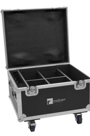 ROADINGER Flightcase 4 x AKKU IP PAR 7 QCL WDMX avec fonction de recharge - Offre flash