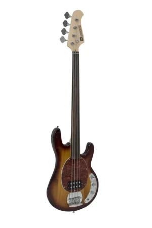Prix imbattable - DIMAVERY Basse électrique MM-501, sans frettes, tobacco