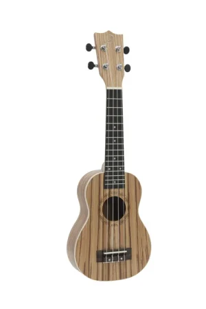 Nouvel arrivage - DIMAVERY Ukulélé UK-400, soprano "Zebrawood"