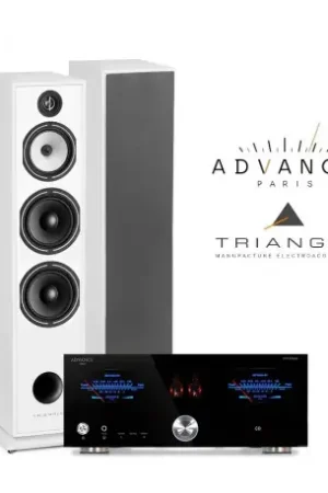 Tout juste ajouté | PacK TRIANGLE BOREA BR10 BLANC + ADVANCE PARIS A 10 AMPLI INTEGRE HYBRIDE + WTX 500 + CABLE HP 2X2.5M