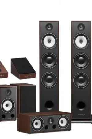 Commandez dès aujourd'hui - triangle pack 7.0 br08 enceinte colonne + brc1 voie centrale + br03 enceinte bibliotheque + bra1 enceintes effets noyer