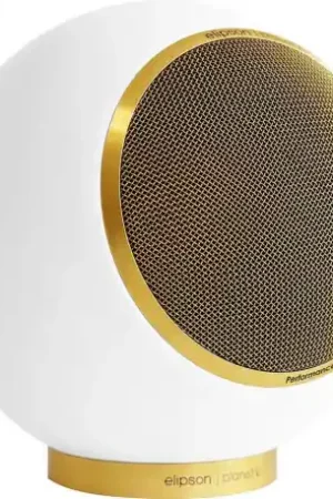 Qualité premium - Elipson Planet L Performance blanc mat gold (la paire) Enceintes bibliothèque