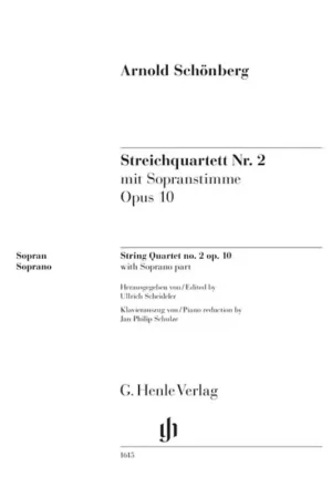 Coup de cœur des clients - Henle Verlag Schänberg - Streichquartett NR. 2 Op. 10 Mit Sopranstimme - Chant et Piano