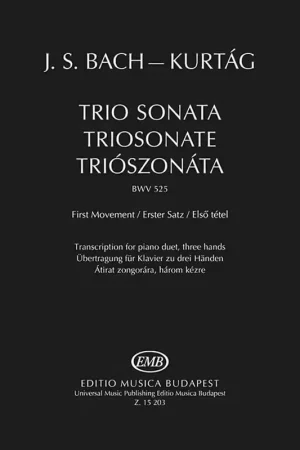 EMB (Editio Musica Budapest) Bach - Trio Sonate BWV 525 First Movement - Piano | Offre spéciale
