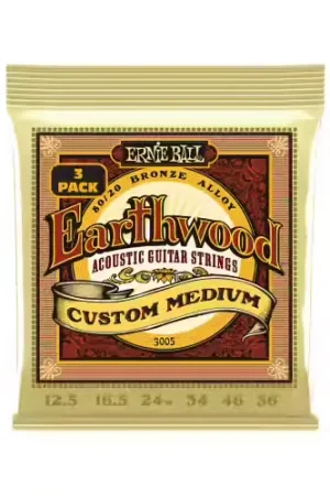 Prix spécial - Ernie Ball 3005 Earthwood 80/20 Custom Medium 12,5-56 Pack De 3
