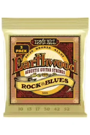 Prix bas | Ernie Ball 3008 Earthwood Rock&blues 10-52 Pack de 3