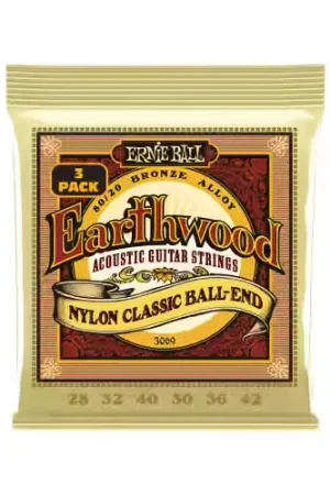 Ernie Ball Earthwood 80/20 Folk Nylon À Boule 28-42 - Pack de 3 - Fin de série