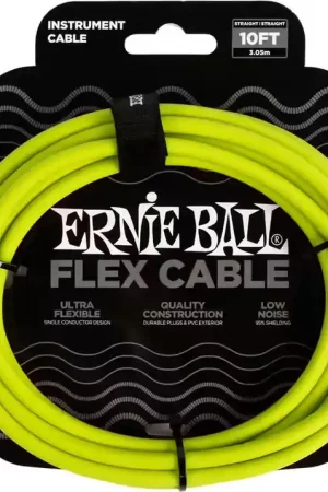 Ernie Ball Câbles Instrument Flex Jack/jack 3M Vert | Affaire à saisir
