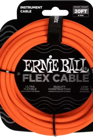 Ernie Ball Câbles Instrument Flex Jack/jack 6M Orange | Recommandé