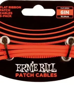 Ernie Ball Cables Instrument Patch Pack de 3 - Coude Fin & Plat - 15 CM - Rouge - Paiement sécurisé