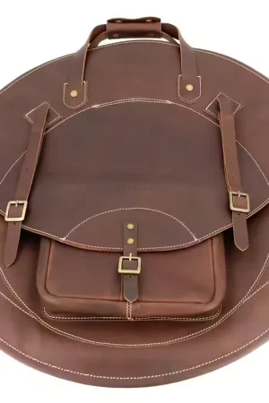 Disponible dès maintenant | TACKLE Instruments Sac Cymbales En Cuir 24" Sac à dos - Marron