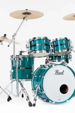 Jusqu'à épuisement des stocks | Pearl Drums Masters Maple Pure 20 GYROLOCK-l Aqua Turquoise Stripe