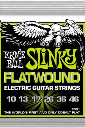Jusqu'à épuisement des stocks | Ernie Ball 2591 Filet Plat Regular Slinky Flatwound 10 - 46