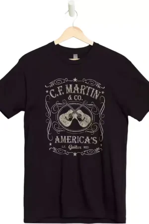 Martin Strings "S" Tee-Shirt Dual Guitar Black | Réduction