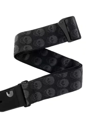 D'addario And Co Woven Guitar Strap Skulls Black Tubular | Produit phare