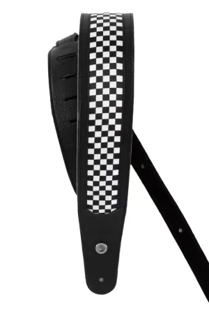 D'addario And Co Hybrid Leather Guitar Strap Checkered - Dernières pièces