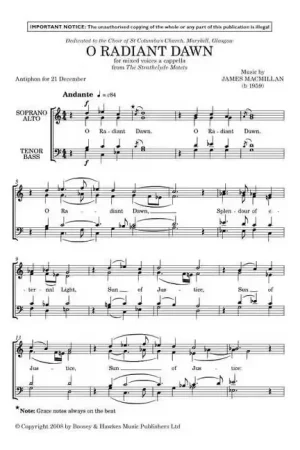 Boosey & Hawkes Macmillan - O Radiant Dawn - Choeur Mixte (satb) A Cappella - Meilleure vente