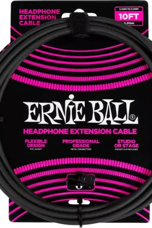 Jusqu'à épuisement des stocks | Ernie Ball Effects Effects Rallonge Stéréo MINI-jack Vers MINI-jack 3M Noire