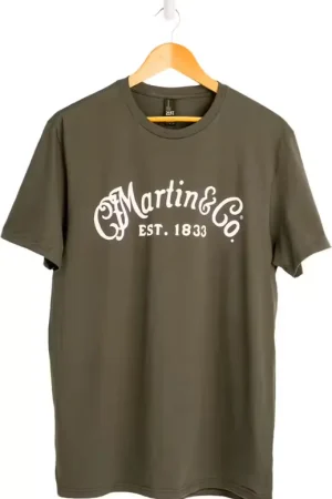 Commandez en ligne | Martin Strings "S" Tee-Shirt Olive White Script Logo