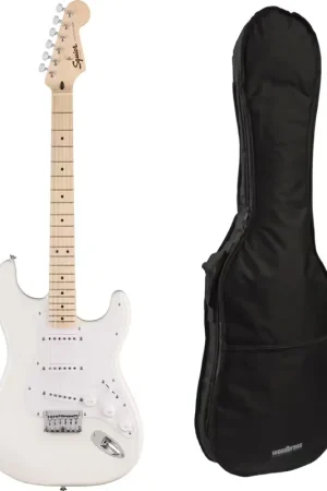 Squier Pack Sonic Stratocaster HT MN White Pickguard Arctic White + Housse | Nouveau produit