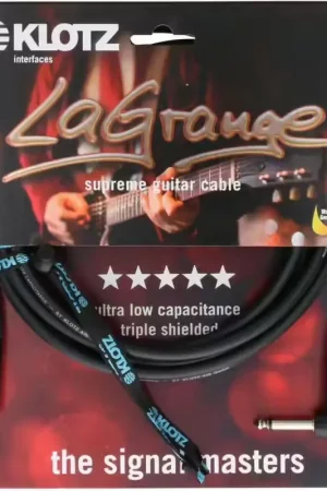Klotz LA-grange Câble Instr. Noir 9M Jack Mono - Jack Mono Coudé - Réduction