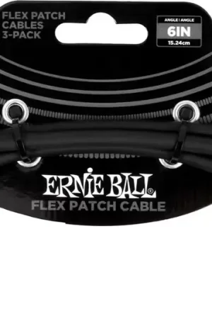 Remise supplémentaire - Ernie Ball Cable Patch Flex 15CM - Pack 3 Noir