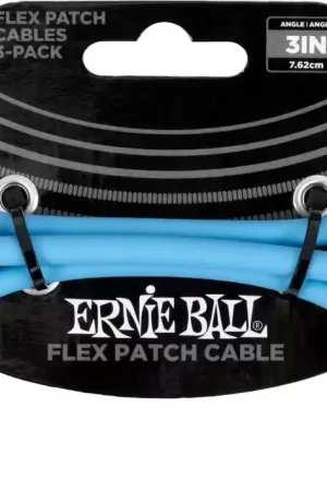 Ernie Ball Cable Patch Flex 7,5Cm - Pack 3 Bleu - Prêt à expédier