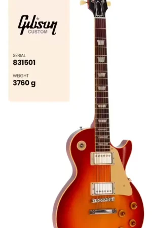 Offre bientôt terminée | Gibson custom Les Paul Standard 1958 Ultra Light Aged Washed Cherry Sunburst CS MLC #831501