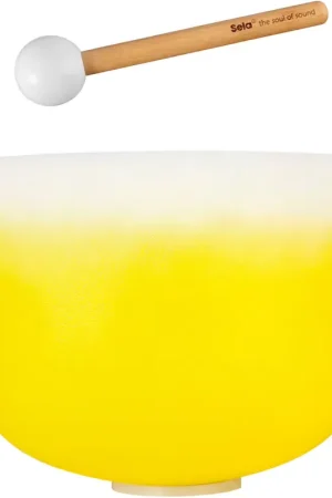Expédition immédiate - Sela Percussion Crystal Singing Bowl Chakra 12" - Yellow Solar Plexus E (432 Hz)