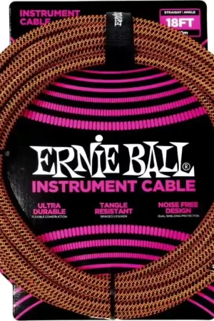 Offre exceptionnelle | Ernie Ball Gaine Tissée Coudé 5,5m Orange et Noir