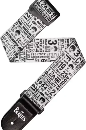 D'addario And Co Beatles 1964 US Tour Ticket Stubs Strap Black and White - Se termine bientôt