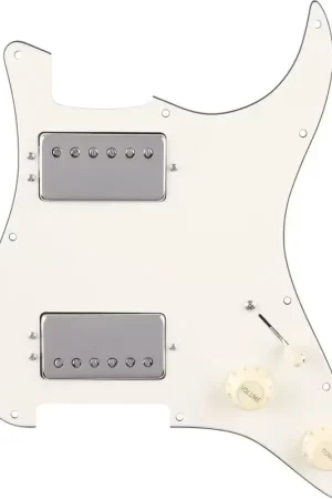 Disponible à la commande - Fender Pre-Wired Strat Pickguard Quadra Tap HH Parchment 11 Hole PG