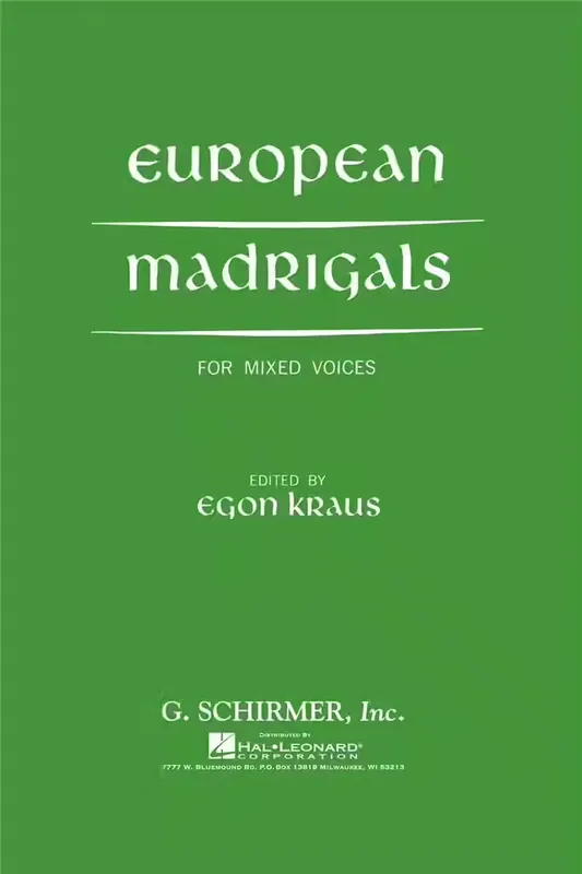 Soldes | Schirmer European Madrigals For Mixed Voices