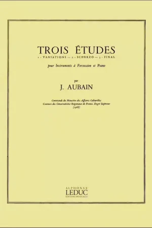 Leduc 3 Etudes pour Instruments à Percussion et piano - Prix avantageux